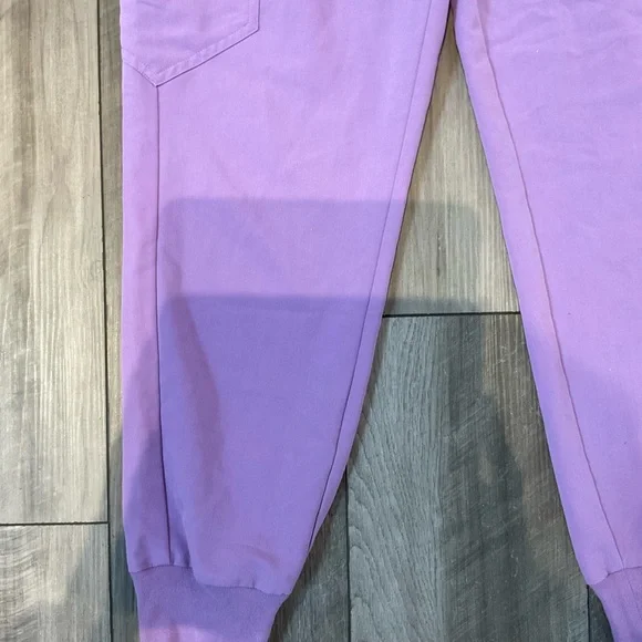 Figs Lavender Scrub Joggers with Teal Drawstring - Picture 3 of 7